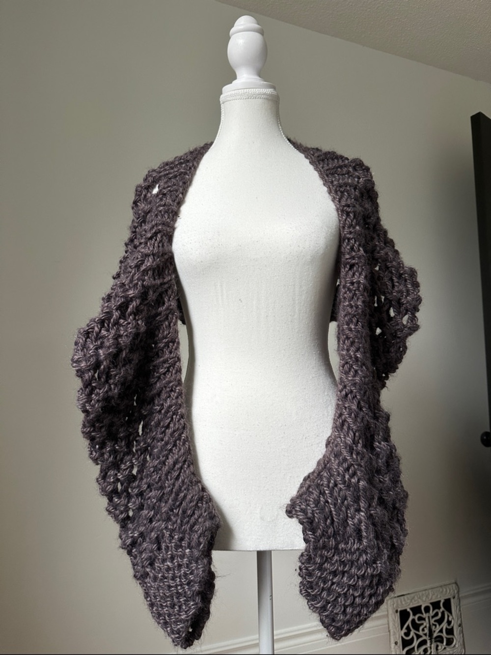 HANDMADE Thick Open Knit Boho Cottage Long‎ Sleeve Bolero Shrug Size OS